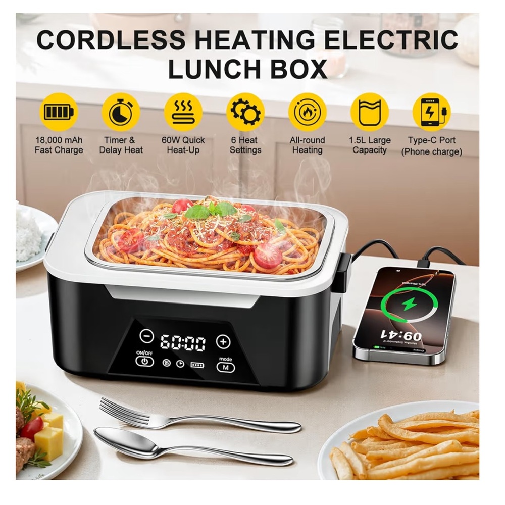 Portable Electric Lunch Box with Digital Display - Picture 4 of 9